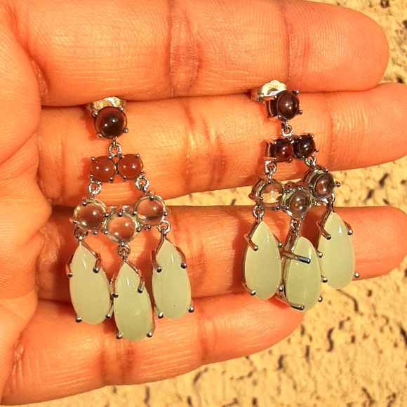 Jewelry - 925 multi Gemstone Chandelier Style Earrings.
